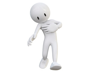 3D RENDER ILLUSTRATION CARTOON CHARACTER HUMAN CLIPPING PATH on isolated white background. Heart disease concept. People Man Woman Old Sick Severe heartache, Having heart attack,Pressing chest painful