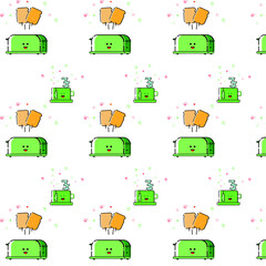 Pattern green tea and croutons cute 