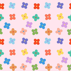 Fototapeta na wymiar Kids seamless pattern with multicolored flowers. Cute baby vector illustration