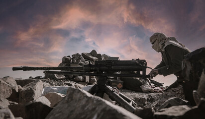 Soldier fighting in the ranks of the legitimate army against Al-Houthi militia in the West of Taiz...