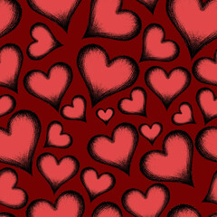 estampado de corazones rojo