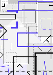Abstract geometric modern ornamental background. Blue and black color halftone mosaics structure. Geometric minimalist vector illustration design 