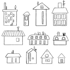Building Icons - Line Series set symbol illustration. Vector illustration