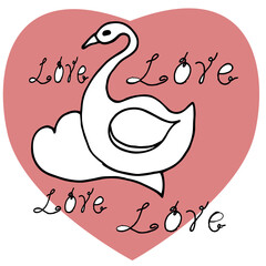 my love, a swan on a cloud in the form of a heart, a heart encircled by hearts, lollipops in the form of hearts on a stick, hearts in the form of a garland, fish kissing, a lotus in a heart, a picture