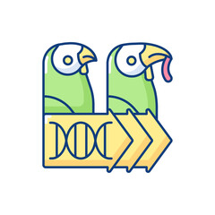 Evolutionary genetics RGB color icon. Animal cloning. Zoology research. DNA experiment. Species population. Biology innovation. Chromosome manipulation. Isolated vector illustration