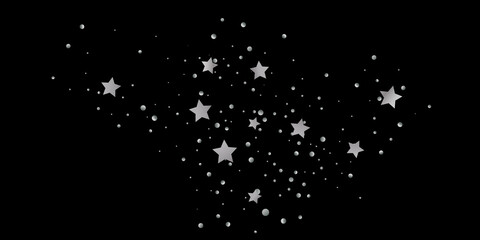 Silver star of confetti. Falling stars