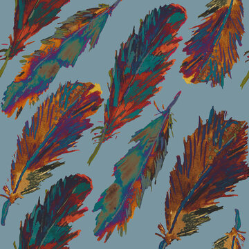 Pattern with plumes for fabrics, textule and any prints.
