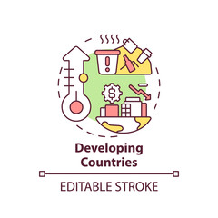 Global warming concept icon. Developing countries negative invironment impact idea thin line illustration. Vector isolated outline RGB color drawing. Climate justice. Editable stroke