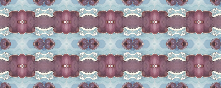 Bohemian Design.  Blue and Rose Pattern. Pink