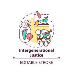 Intergenerational justice concept icon. Climate justice idea thin line illustration. Environmental responsibility. Vector isolated outline RGB color drawing. Global warming. Editable stroke