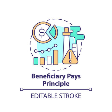 Beneficiary Pays Principle. Climate Justice Idea Thin Line Illustration. Vector Isolated Outline RGB Color Drawing. Moral Responsibility Towards Climate Change. Editable Stroke