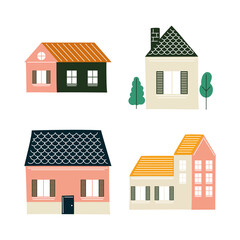 houses icon set vector design