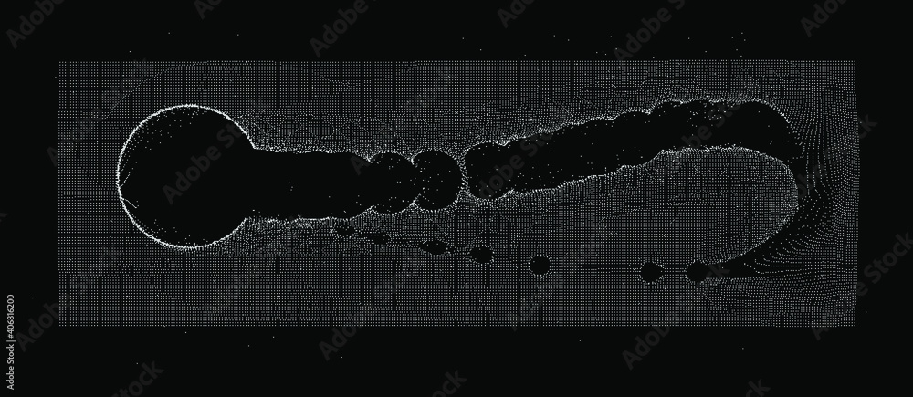 Fototapete Data visualization. Network connection structure made of array of dots and composition of geometric shapes.