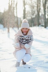 Beautiful smiling woman winter portrait