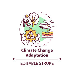 Climate change adaptation concept icon. Ecology protection idea thin line illustration. Global warming process. Greenhouse gas. Vector isolated outline RGB color drawing. Editable stroke
