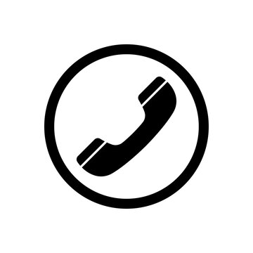 Telephone receiver icon. Handset. Black contour silhouette. Vector flat graphic illustration. The isolated object on a white background. Isolate.