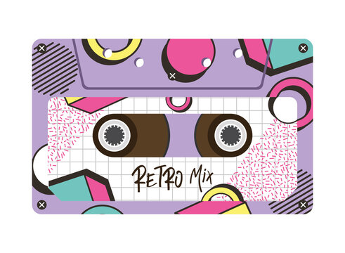 purple retro mix cassette vector design