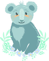 Fototapeta premium Koala illustration vector. The symbol of Australia is the koala. Baby koala sitting. Illustration of an animal. Nature and animals. Ecology