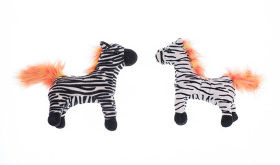 toy plush zebra on a white background