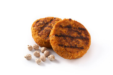 Delicious healthy chickpea burger isolated on white background