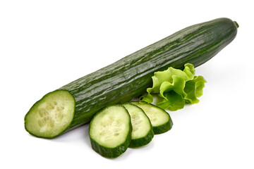 Fresh cucumber, isolated on white background