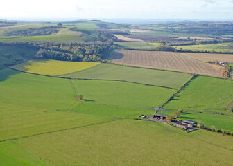 Aerial view of the fields at Monks Down in Wiltshire