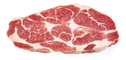 Raw pork steaks, isolated on white background