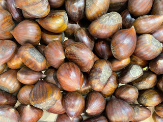 pile of chestnuts, full frame