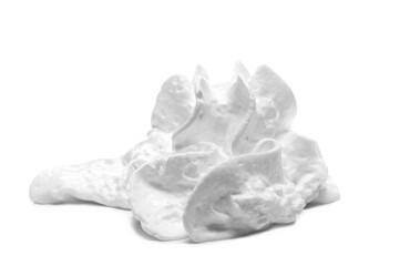 Whipped cream isolated on white background and texture, clipping path, side view