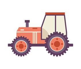 Flat cartoon tractor isolated on white background.