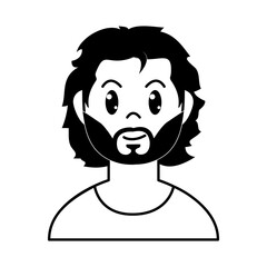 cartoon young man with beard, line style