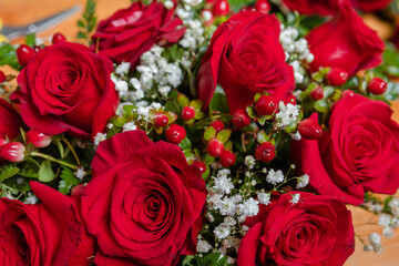 Close up of red rose background.