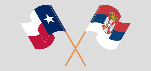 Crossed flags of the State of Texas and Serbia