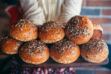 many buns with sesame