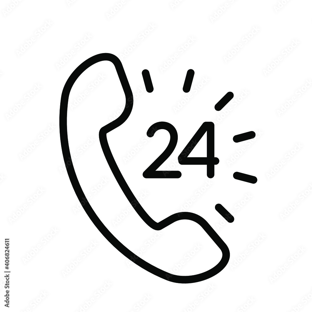 Poster 24 hour support call center icon. steady available services. twenty four hour everyday. can use for 