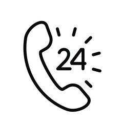 24 hour support call center icon. Steady available services. Twenty four hour everyday. Can use for service advertising. 24 7 icon. open 24 hours a day and 7 days a week icons 24 on 7