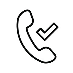 Phone call icon, technology icon with check sign. Phone call icon and approved, confirm, done, tick, completed symbol. Vector illustration