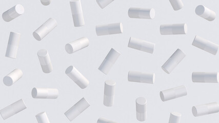 Fototapeta na wymiar White cylinders rotating. Abstract illustration, 3d render.