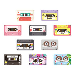 Obraz premium retro cassettes icon group vector design
