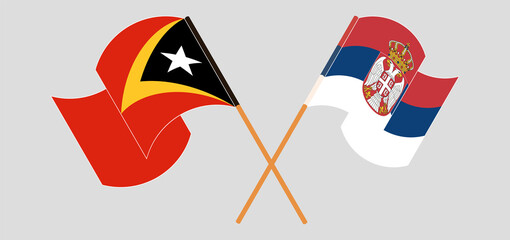 Crossed flags of East Timor and Serbia