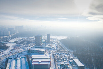 Moscow on a frosty winter day under the 