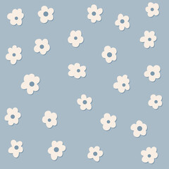 Flowers seamless pattern background. Boho minimalist pattern for holiday craft wrapping paper, scrapbooking, fabric print, nursery wallpaper, dress textile swatch etc.