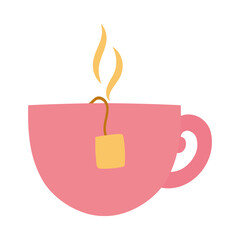 tea mug hand drawn icon, colorful design