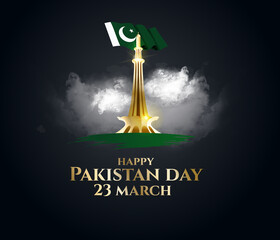 Pakistan vector illustration. Happy Pakistan Day on March 23rd. National holiday in Pakistan commemorating the Lahore Resolution passed on 23 March 
