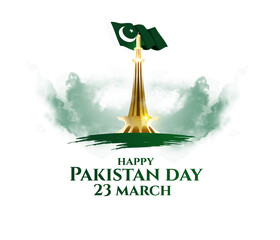Pakistan vector illustration. Happy Pakistan Day on March 23rd. National holiday in Pakistan commemorating the Lahore Resolution passed on 23 March 