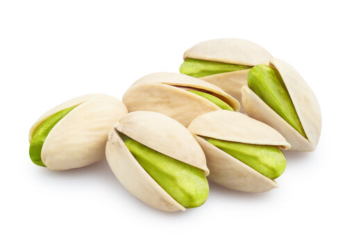 Delicious pistachios, isolated on white background