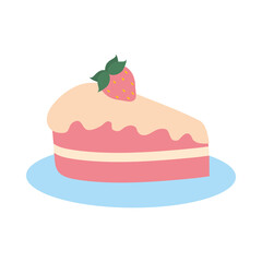 piece of cake hand drawn icon, colorful design
