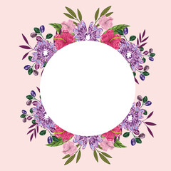 flowers floral bloom nature leaves decoration badge template painting design