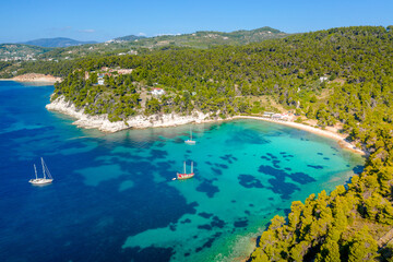 Fototapeta na wymiar Amazing beach of Milia in Alonnisos island, Sporades, Greece.
