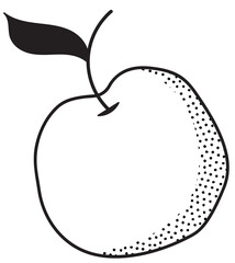 Doodle cartoon hipster style vector illustration. Dotted textured black and white apple element. Bar restaurant menu ads, card, farmers market food decor, website design or sticker